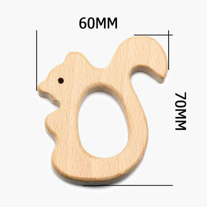 Baby Wooden Teethers beads, Natural Beech Wood, Animals Shape, Pacifier Newborn Toys Beads 