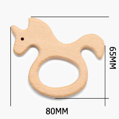 Baby Wooden Teethers beads, Natural Beech Wood, Animals Shape, Pacifier Newborn Toys Beads 