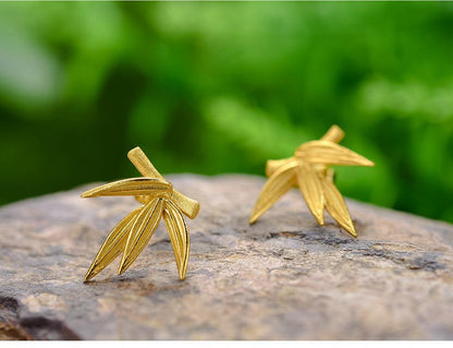 Bamboo Leaves Stud Earring 