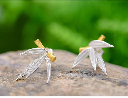 Bamboo Leaves Stud Earring 