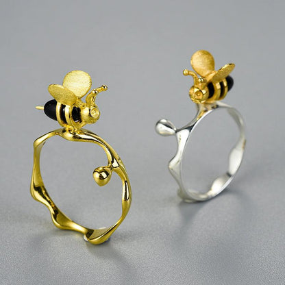 Bee and Dripping Honey Ring 