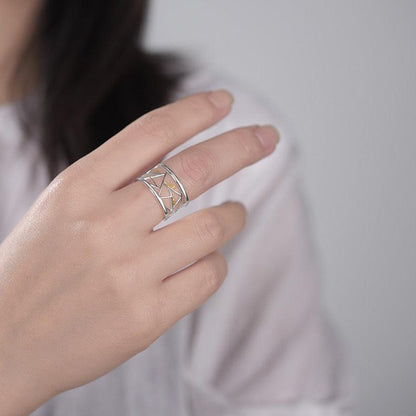 Bird kirigami Ring, 925 Sterling Silver 