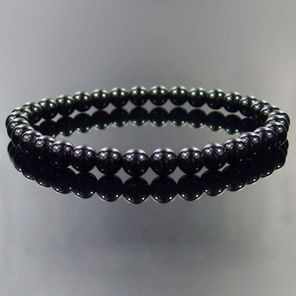 Black Agate (Onyx) Gemstone Stretch Bracelet , 4-12mm