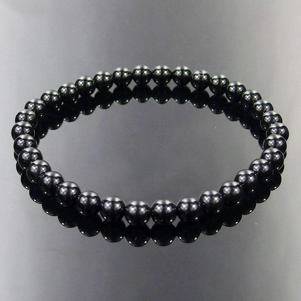 Black Agate (Onyx) Gemstone Stretch Bracelet , 4-12mm