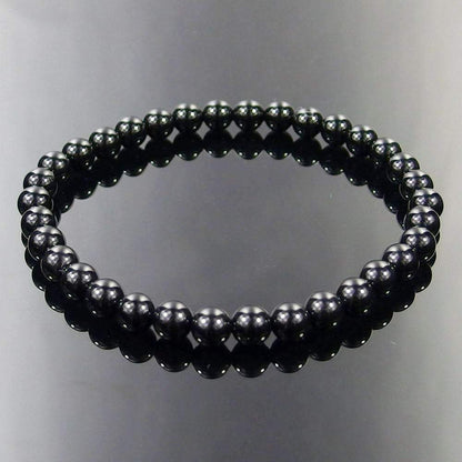 Bracelet extensible en agate noire (onyx), 4-12 mm