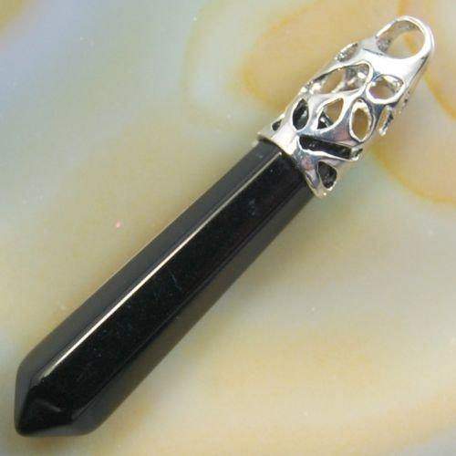Black Agate Pendant Bead, Crystal healing Stone, 58mm 
