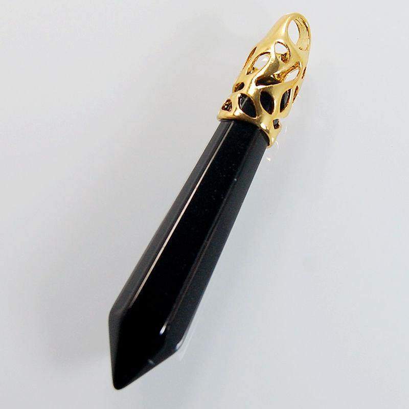 Black Agate Pendant Bead, Crystal healing Stone, 58mm 