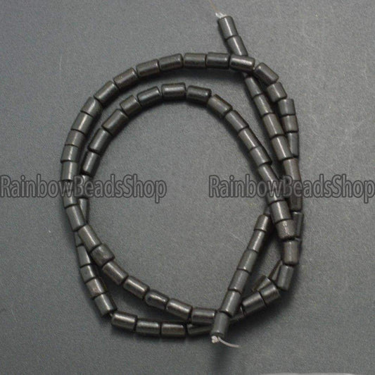 Black Howlite Tube beads, 3x5 4x6 4x13 6x8mm, 16'' strand 