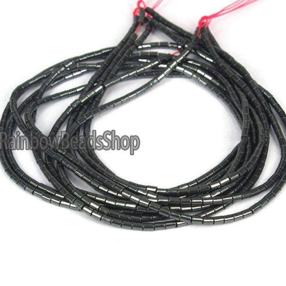Black Tube Hematite Beads, 2x4mm 1x3mm, 16'' inch strand 