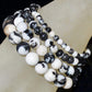Black white zebra (spider web) jasper gemstone stretch bracelet, 4-12mm