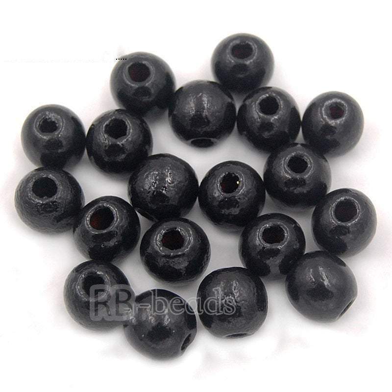 Black wood beads natural loose spacer round, 4-16mm 