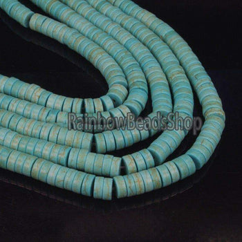 Blue Howlite  Heishi  Beads, 2x4 3x6 3x8 3x6 3x8 3x10, 16'' strand 