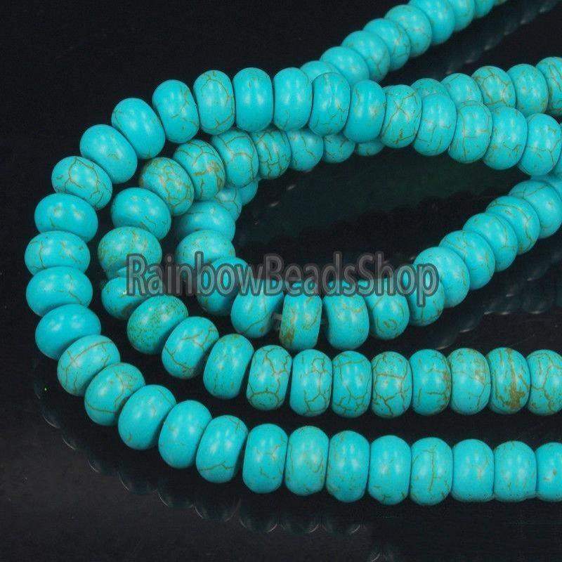 Blue Howlite Rondelle Beads, 3x4 4x6 6x8 6x10 6x12mm, 16'' strand 