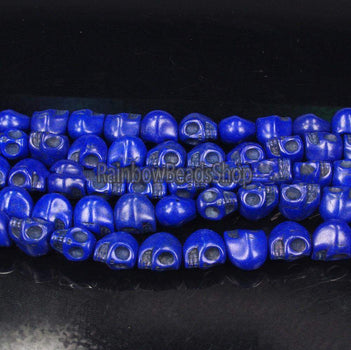 Blue Howlite  Skull Side Ways Beads, 12x13mm , 16'' strand 