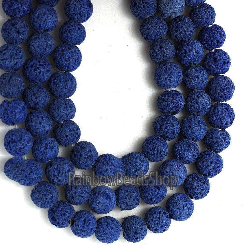 Blue Lava Beads Volcanic Round Gemstone, 8-12mm, 15.5'' strand 