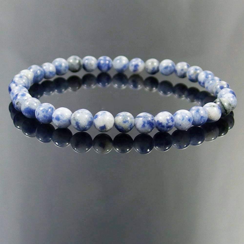 Bracelet extensible en pierres précieuses de jaspe tache bleue, 4-12 mm 