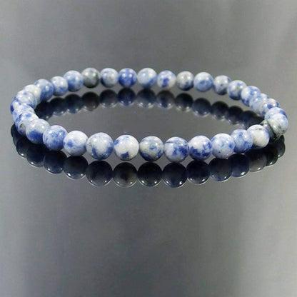 Blue spot jasper gemstone stretch bracelet, 4-12mm