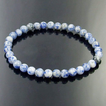 Blue spot jasper gemstone stretch bracelet, 4-12mm