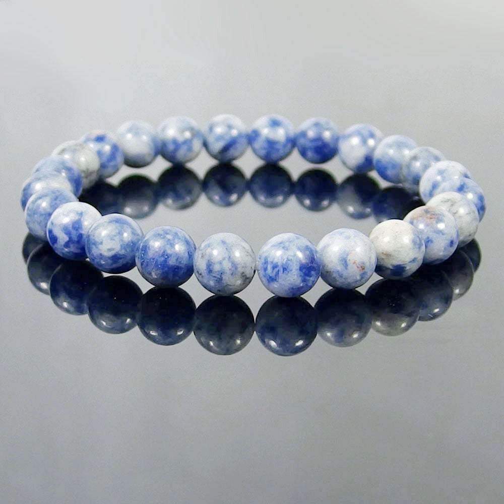 Blue spot jasper gemstone stretch bracelet, 4-12mm