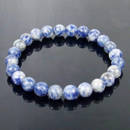 Blue spot jasper gemstone stretch bracelet, 4-12mm