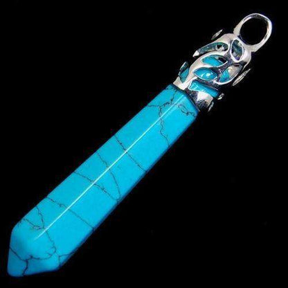 Blue Turquoise Howlite healing point chakra silver, gold pendant bead, Gemstone Rock Crystal healing Stone, focal bead 58mm 