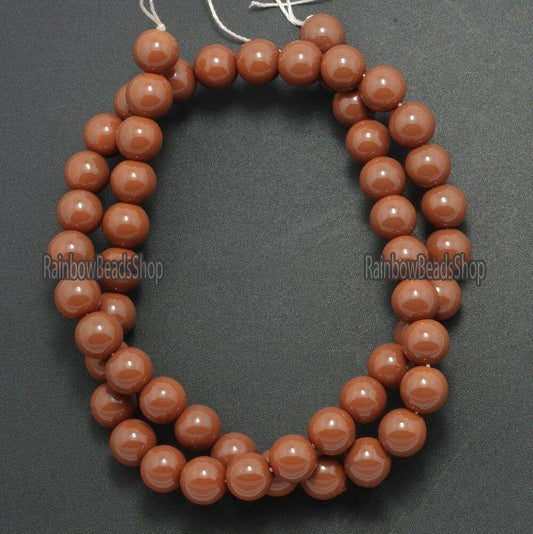Brown Coated Czech Glass Pearl Smooth Round Beads,  4-16mm 