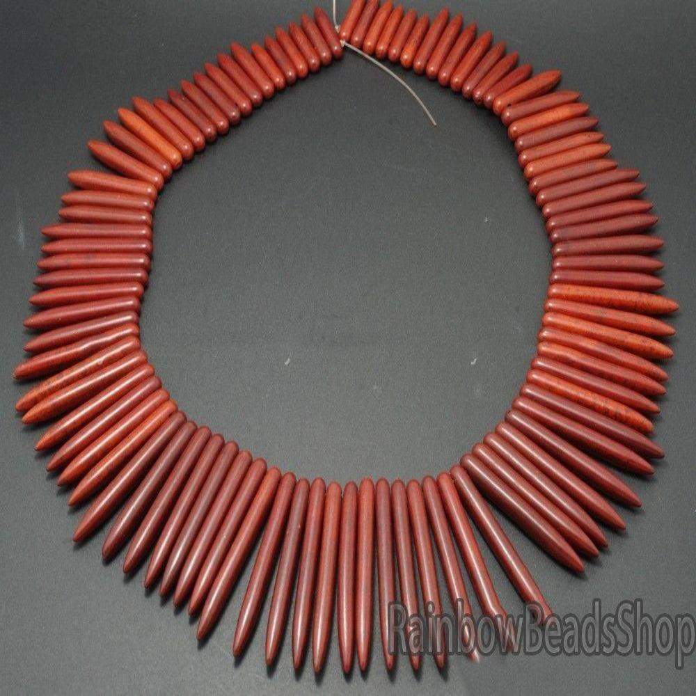 Brown Howlite  Stick Spike Beads, 20x48mm , 16'' strand 