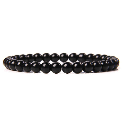 Bracelet extensible en agate noire (onyx), 4-12 mm