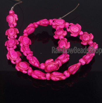 Carved Turtle Pink Howlite beads, 14x17mm, 16'' strand 