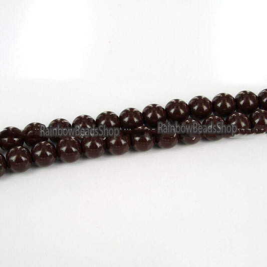 Chocolate Brown Coated Czech Glass Pearl Smooth Round Bead  4-16mm 