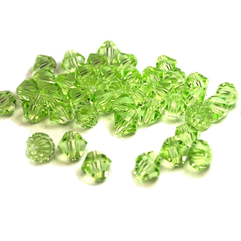 Chrysolite green Czech Crystal Faceted Bicone beads, 3mm 4mm Acrylic Faceted Bicone beads, 100pcs,  for jewerly making and beading 