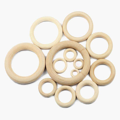 Circles Wood Rings Beads, Connectors  Lead-Free, Baby teething 20-95mm 