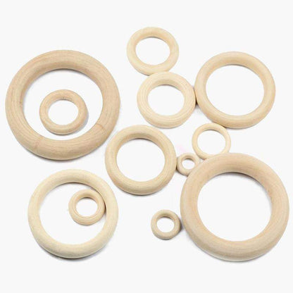 Circles Wood Rings Beads, Connectors  Lead-Free, Baby teething 20-95mm 