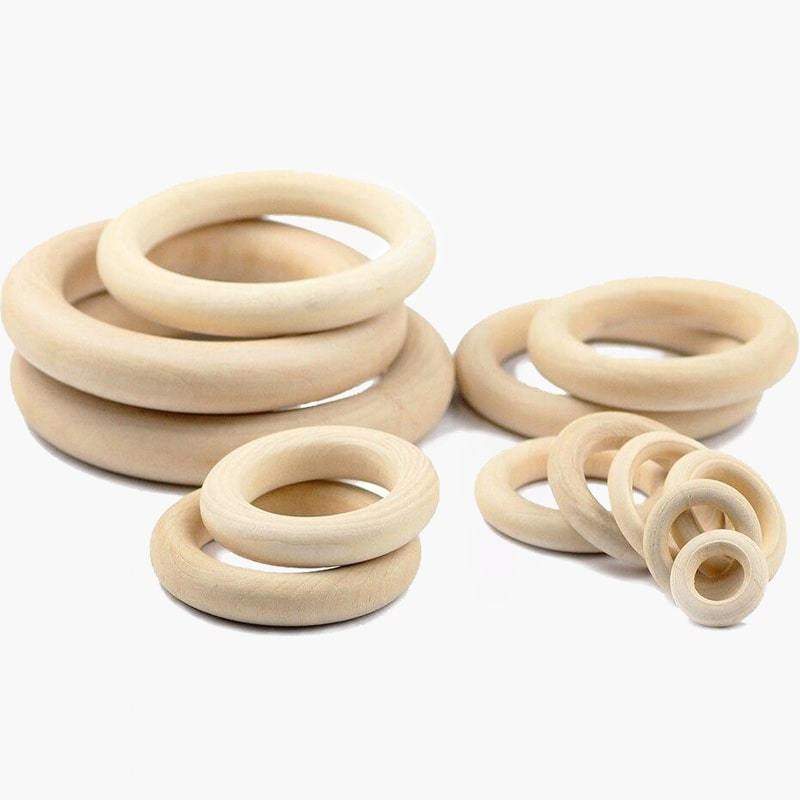 Circles Wood Rings Beads, Connectors  Lead-Free, Baby teething 20-95mm 