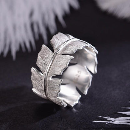 Classic Feather Ring, 925 Sterling Silver 