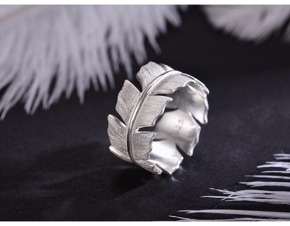 Classic Feather Ring, 925 Sterling Silver 