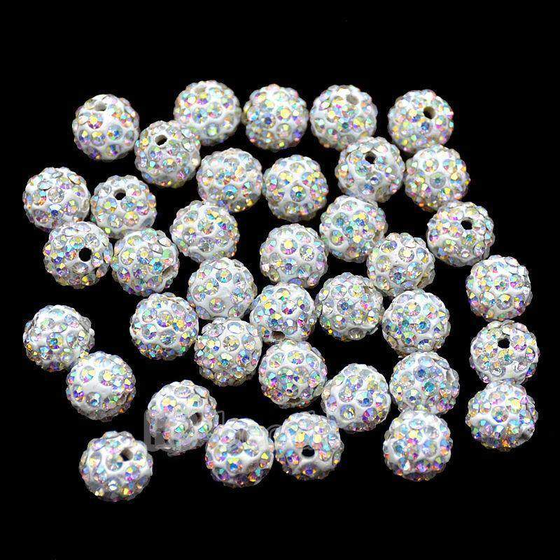Clear AB Crystal Rhinestone Round Beads, 6mm 8mm 8mm 10mm 12mm Pave Clay Disco Ball Beads, Chunky Bubble Gum Beads, Gumball Acrylic Beads 