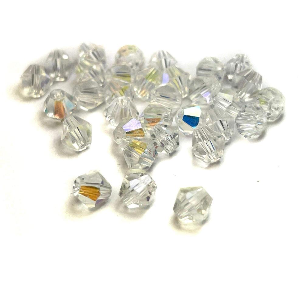 Clear AB Czech Crystal Faceted Bicone beads, 3mm 4mm 5mm Acrylic Faceted Bicone beads, 100pcs,  for jewerly making and beading 