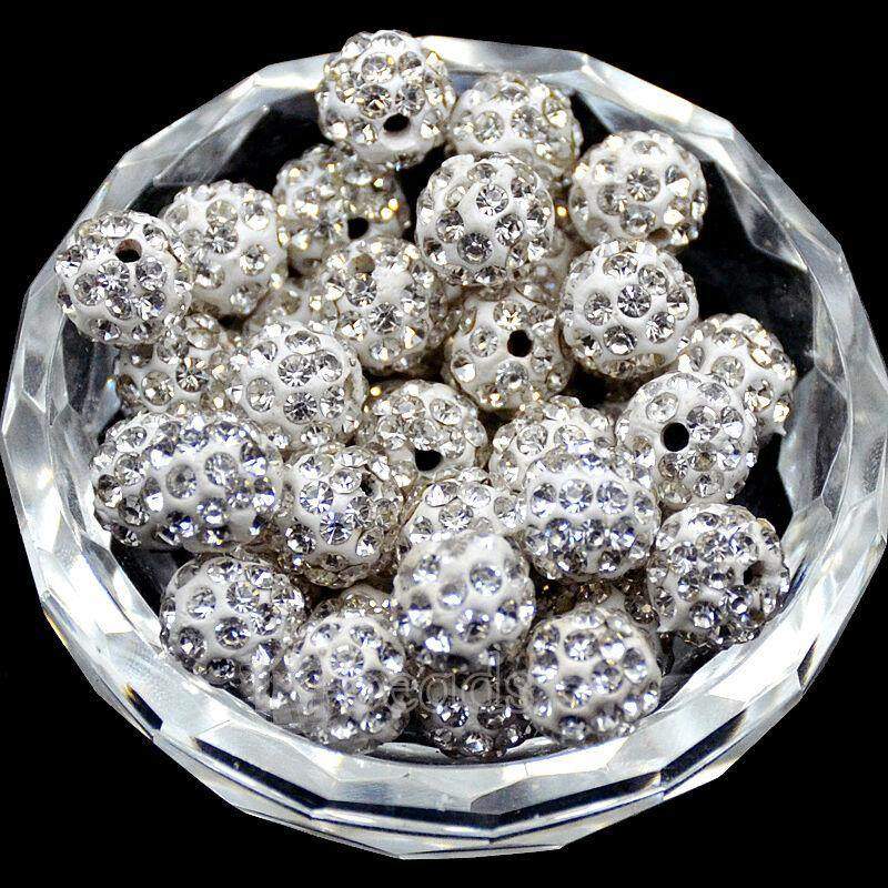 Clear Crystal Rhinestone Round Beads, 6mm 8mm 8mm 10mm 12mm Pave Clay Disco Ball Beads, Chunky Bubble Gum Beads, Gumball Acrylic Beads 