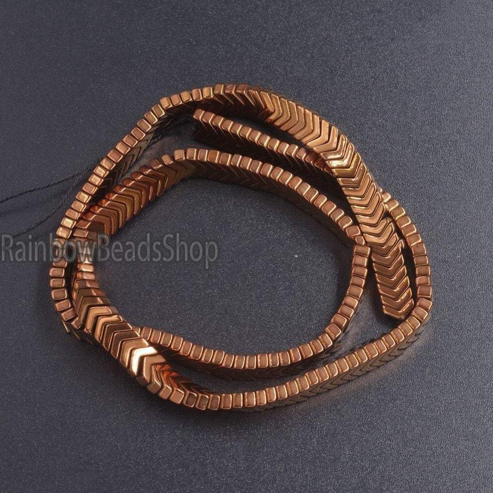 Copper V Shape Arrowheaded Hematite  Beads, 2x4x6mm 16'' strand 