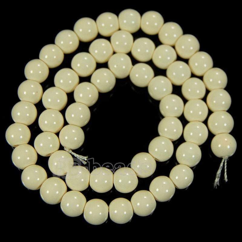 Cream Coated Czech Glass Pearl Smooth Round Beads, 4-16mm 