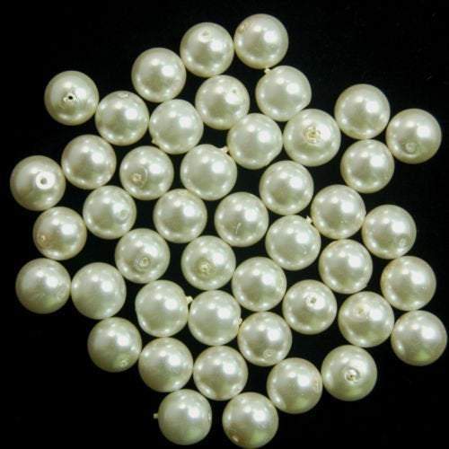 Cream  Czech Glass Pearl Round Beads, 100pcs for all size - 3mm 4mm 6mm 8mm 10mm 12mm 14mm, Opaqu loose beads For jewelry making and beading 