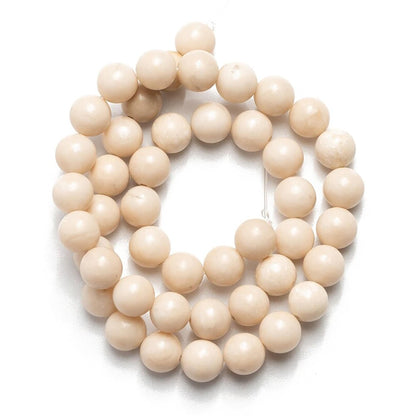 Cream river stone (riverstone) beads, 6-12mm fossil jasper rock round Ivory Beads 