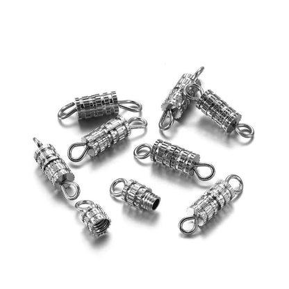 Cylinder Brass Connector Buckle Closed Clasps, 30pcs 