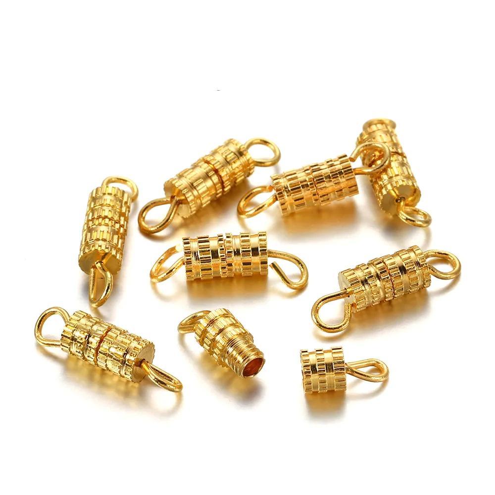 Cylinder Brass Connector Buckle Closed Clasps, 30pcs 