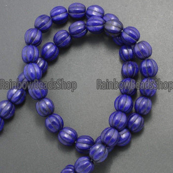 Dark blue Howlite  Pumpkin Round beads, 10-14mm, 16'' strand 