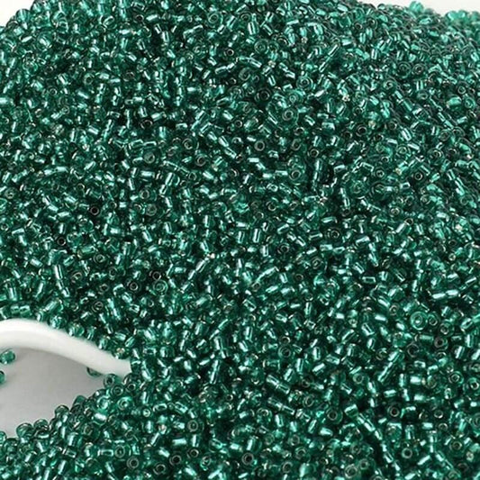 Dark Green Lined Tiny Miyuki Delica seed beads, 2mm 12/0  japanese preciosa rocaille beads round small glass, 1000pcs 