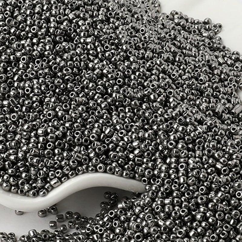 Dark Pearl Silver  japanese seed beads, glass Austria Miyuki Delica round small beads, 1000pcs, 2mm 12/0 