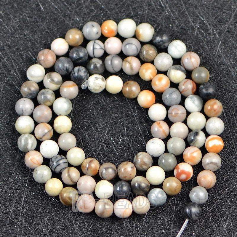 Dark Picasso Jasper beads, 4-12mm Round stone, 15.5 Strand 