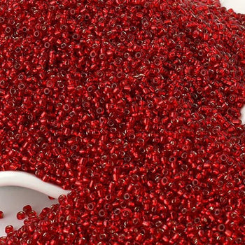 Dark Red Lined Tiny Miyuki Delica seed beads, 2mm 12/0  japanese preciosa round small glass, 1000pcs 